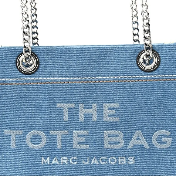 MARC JACOBS Denim Canvas Small Chain Bag Blue Light Wash - Picture 7 of 9